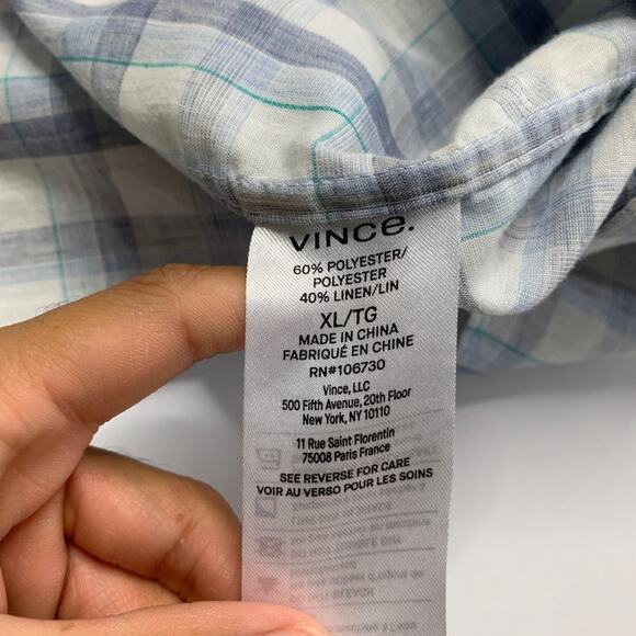 Vince Shirt Mens XL Extra Large Classic Fit Long Sleeve Lightweight Linen Blend - Picture 7 of 11